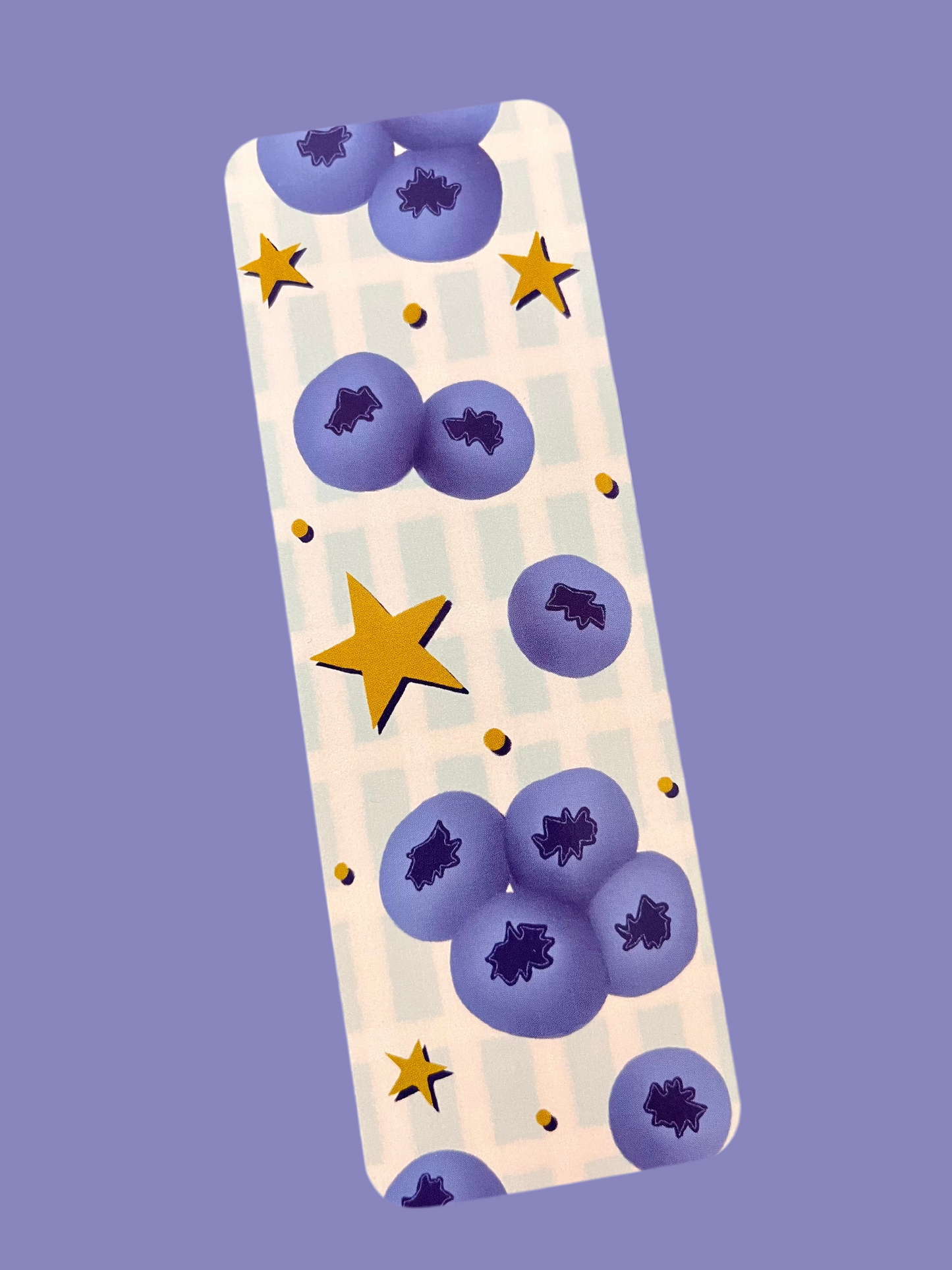 Blueberries and Stars Blue Gingham Bookmark