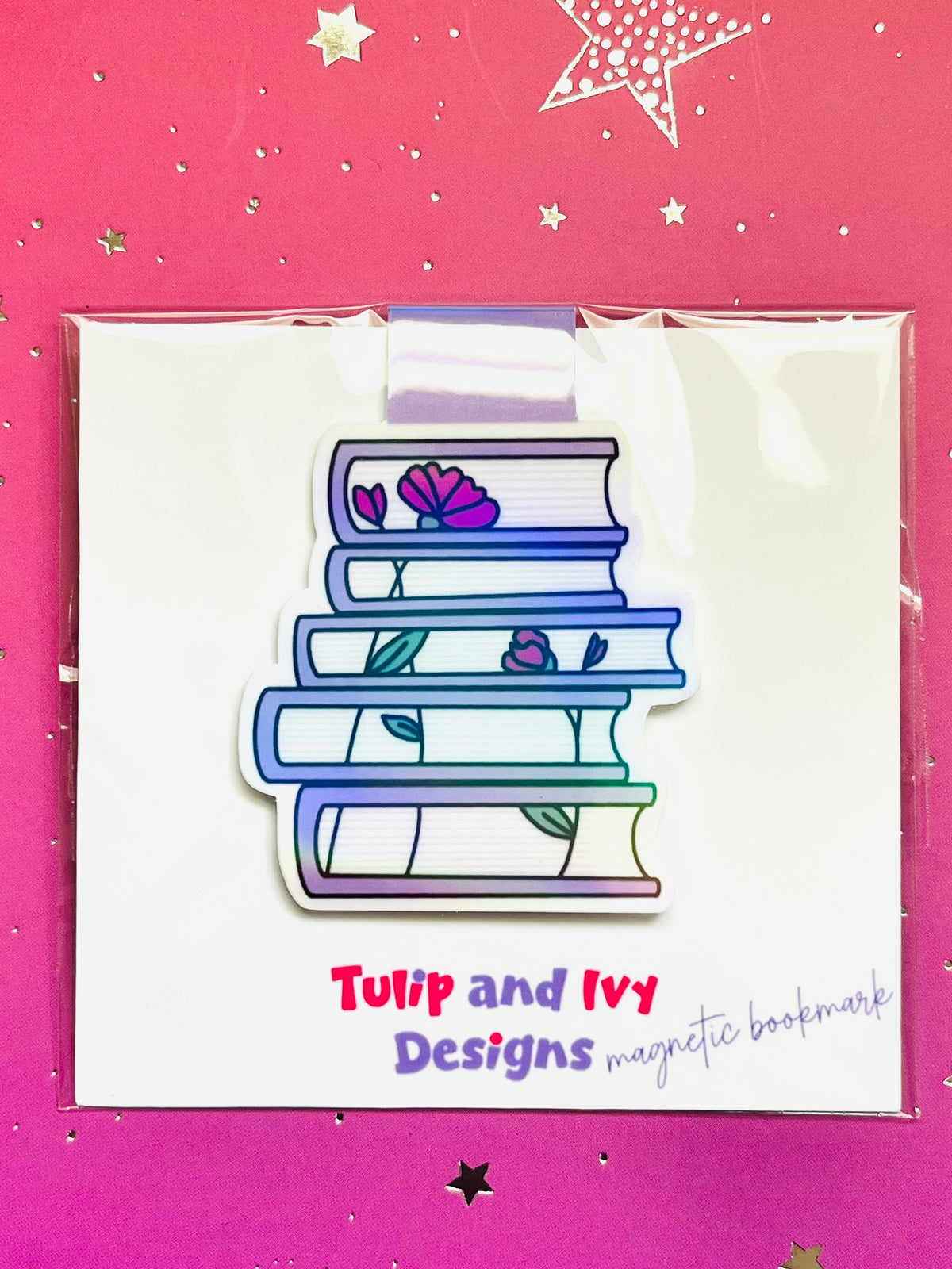 Floral Bookstack Magnetic Bookmark