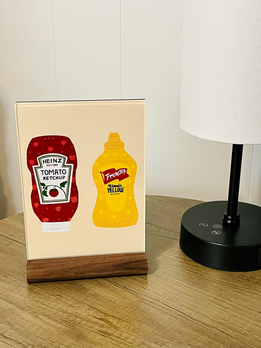 Floral Ketchup and Mustard Mini Art Print