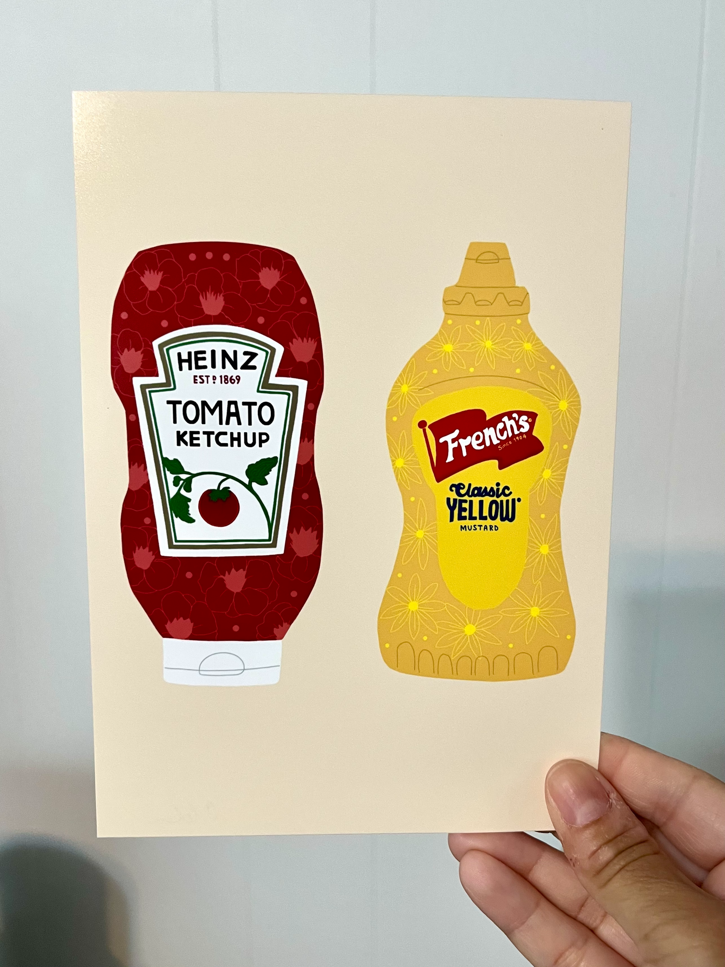Floral Ketchup and Mustard Mini Art Print