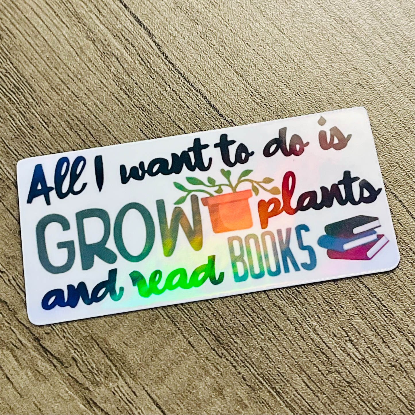 Plants and Books Holographic Vinyl Sticker