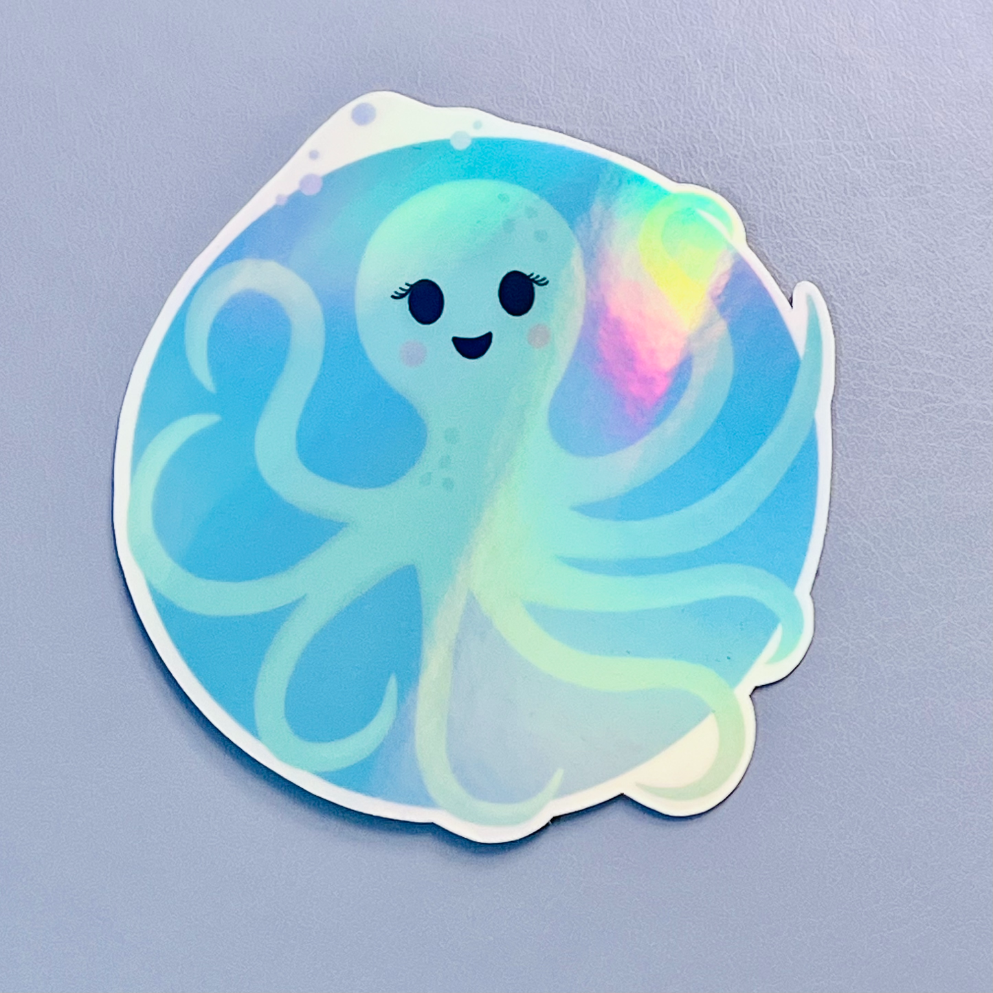 Octopus Rainbow Holographic Vinyl Sticker