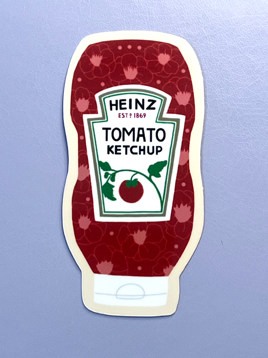 Floral Ketchup Bottle Vinyl Sticker