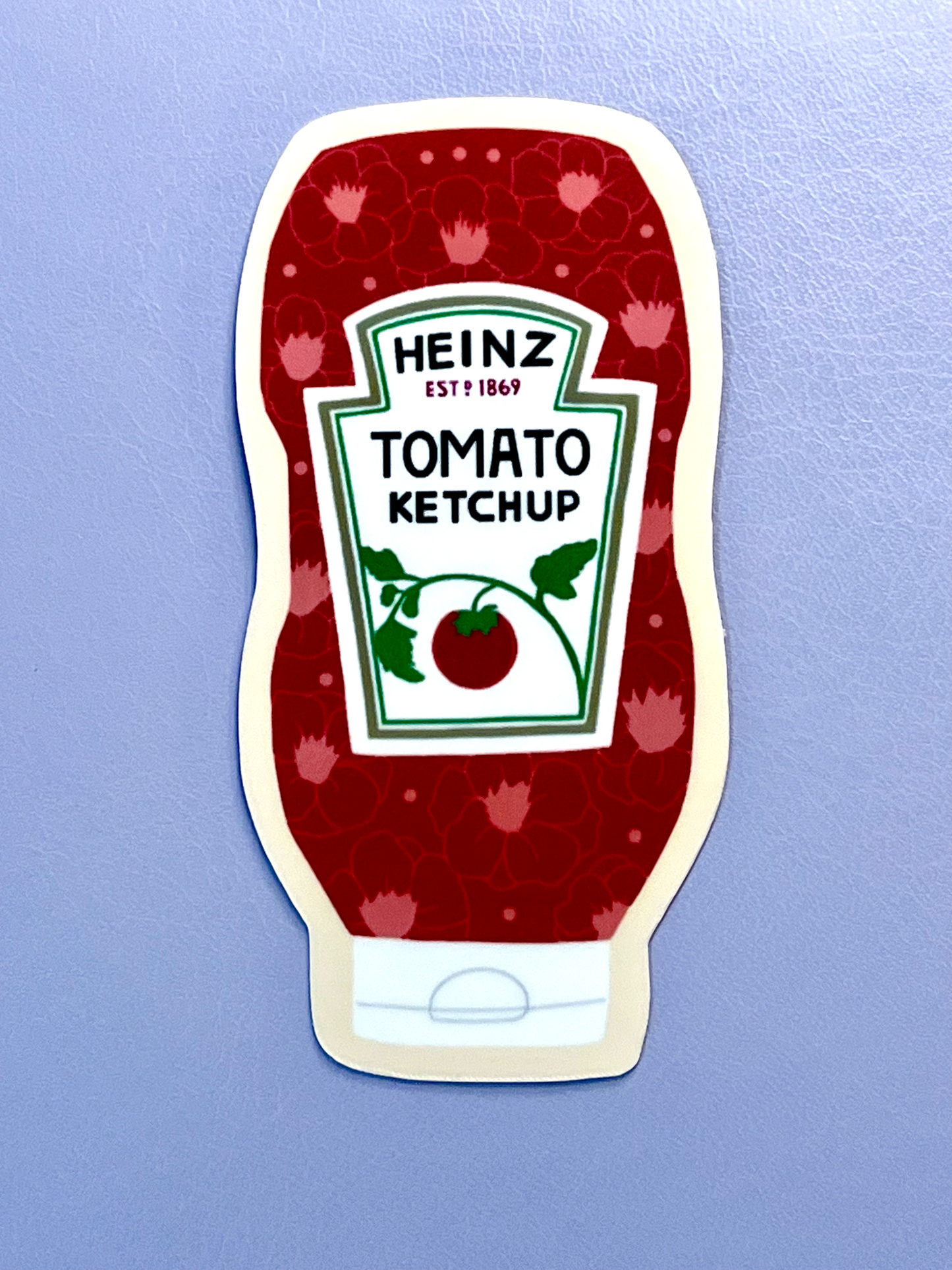 Floral Ketchup Bottle Vinyl Sticker