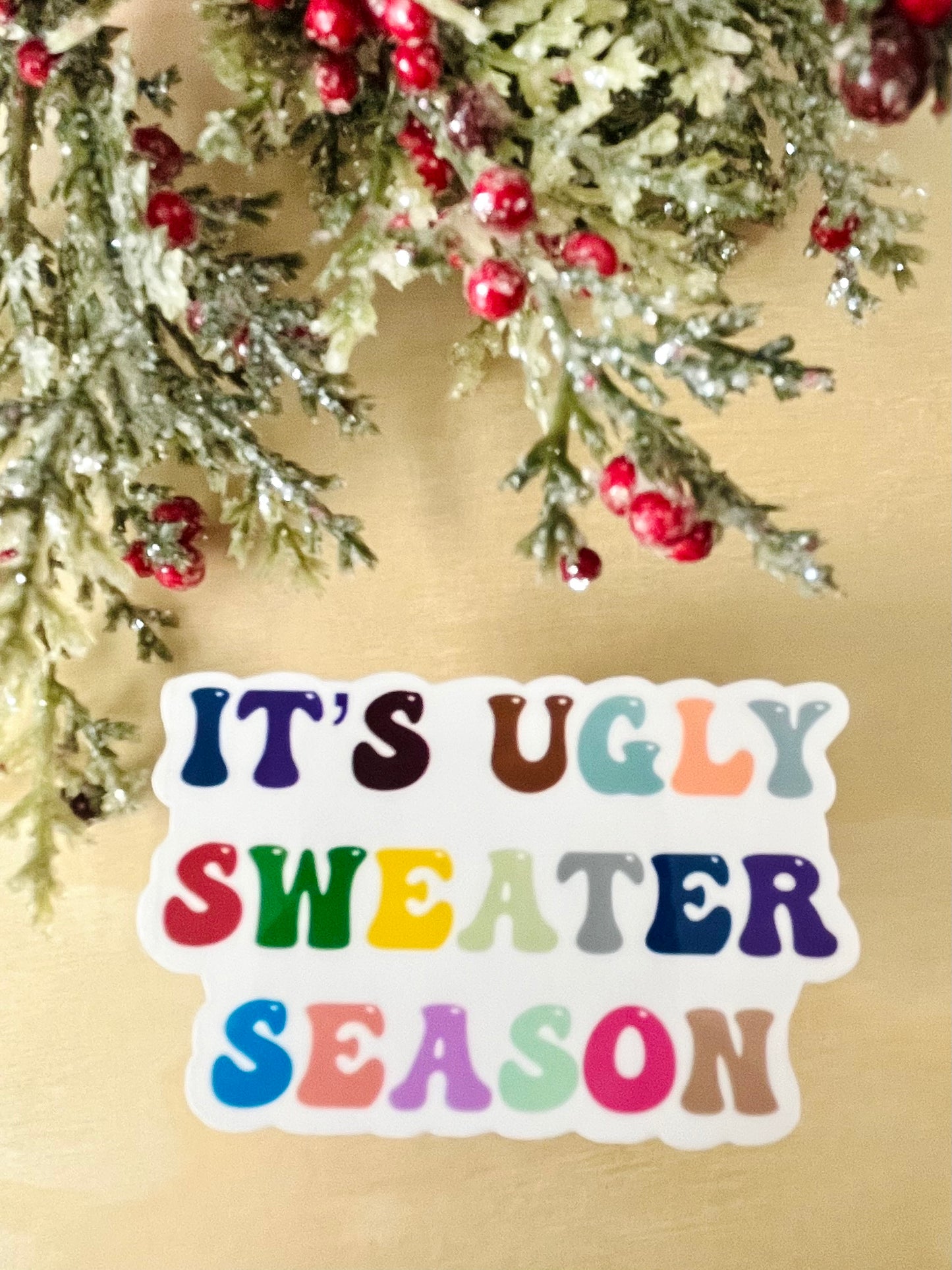 Ugly Sweater Season Vinyl Sticker
