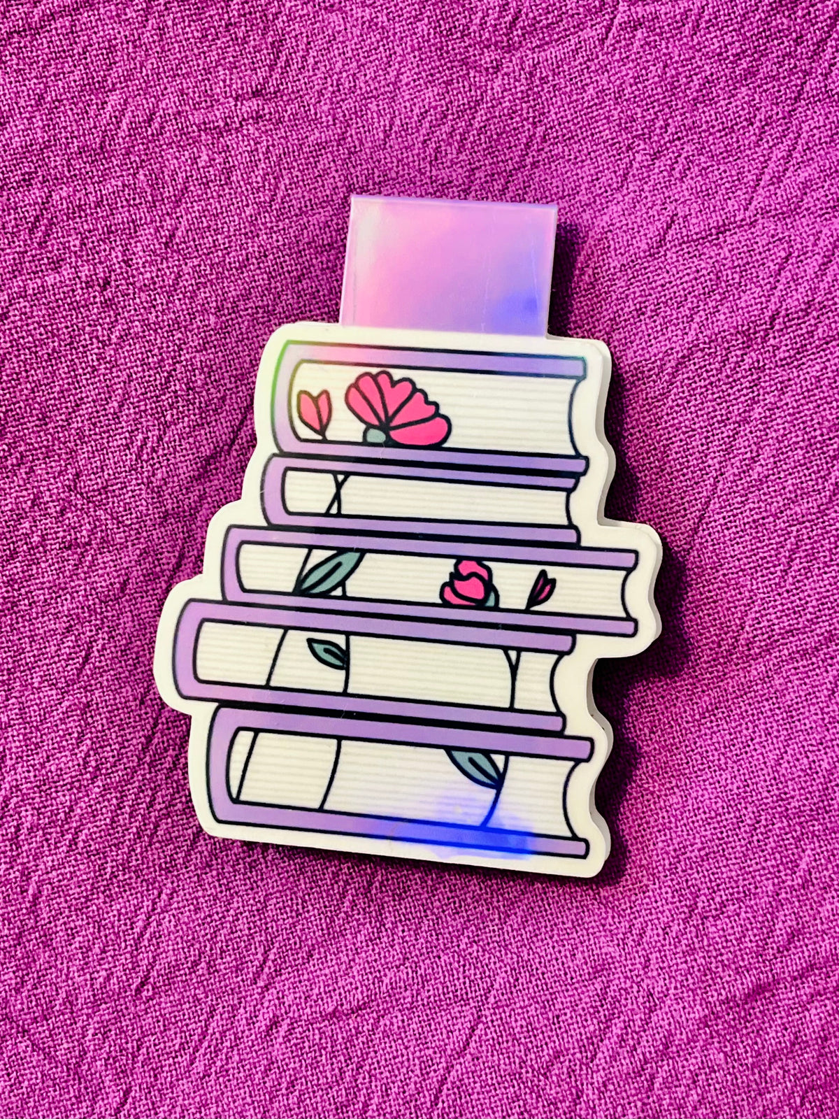 Floral Bookstack Magnetic Bookmark