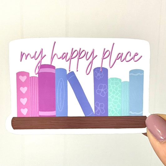 My Happy Place Bookshelf Sticker for readers