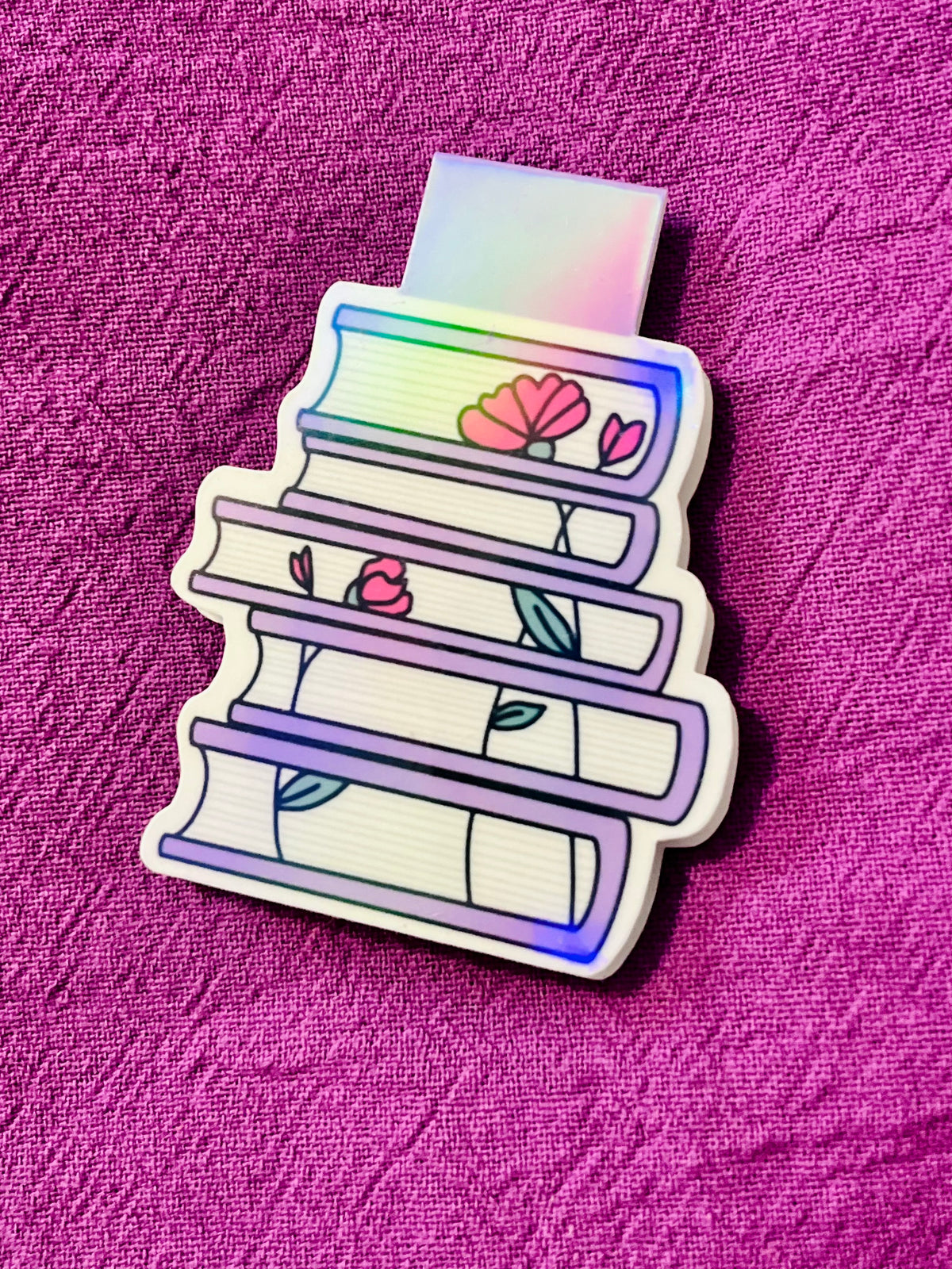Floral Bookstack Magnetic Bookmark