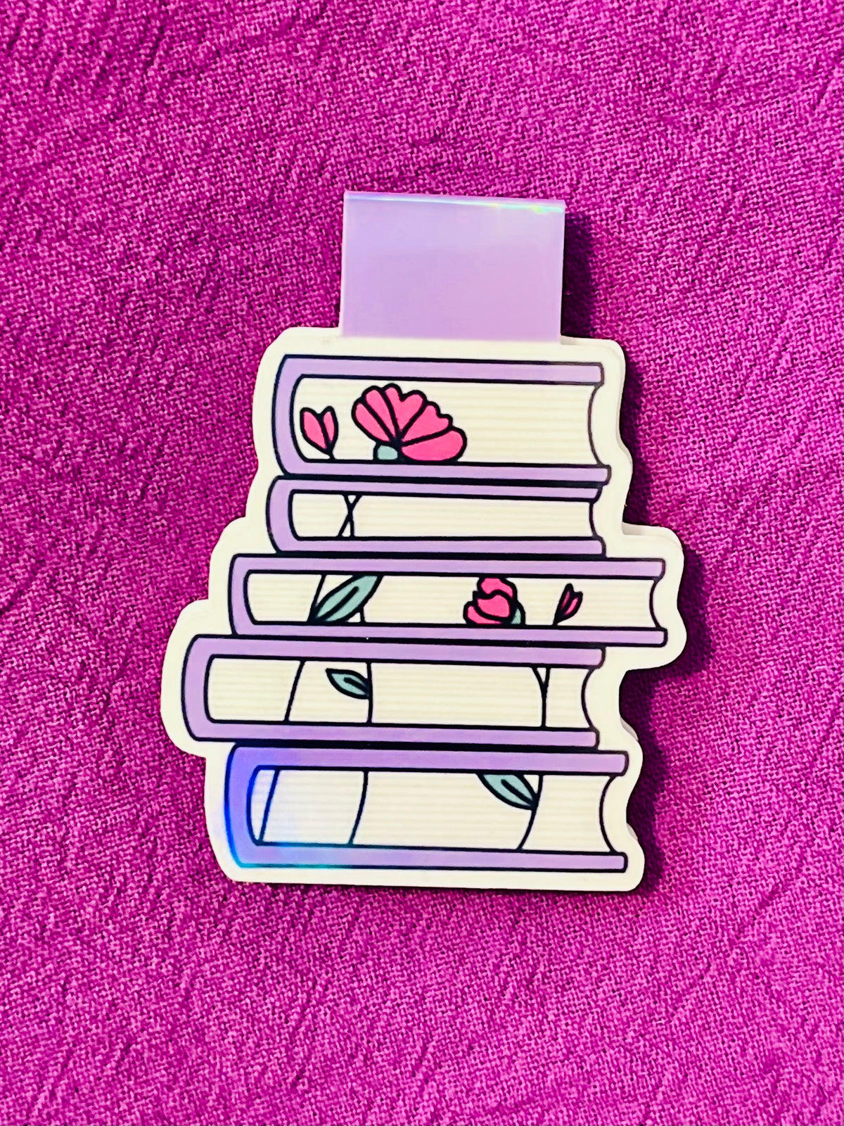 Floral Bookstack Magnetic Bookmark