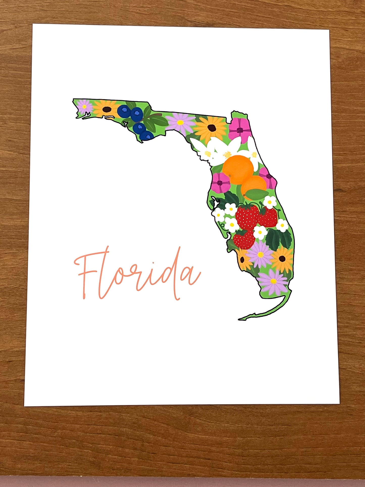 Floral Florida State Wall Art