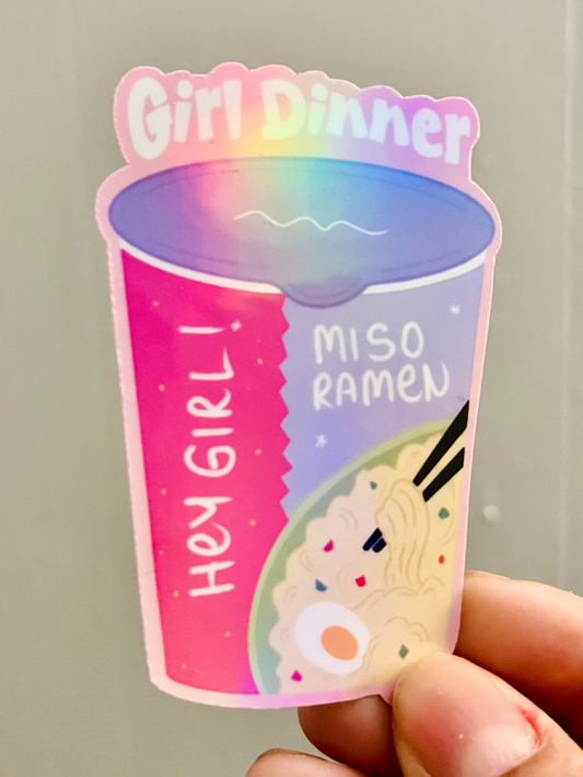 Girl Dinner Ramen Holographic Vinyl Sticker