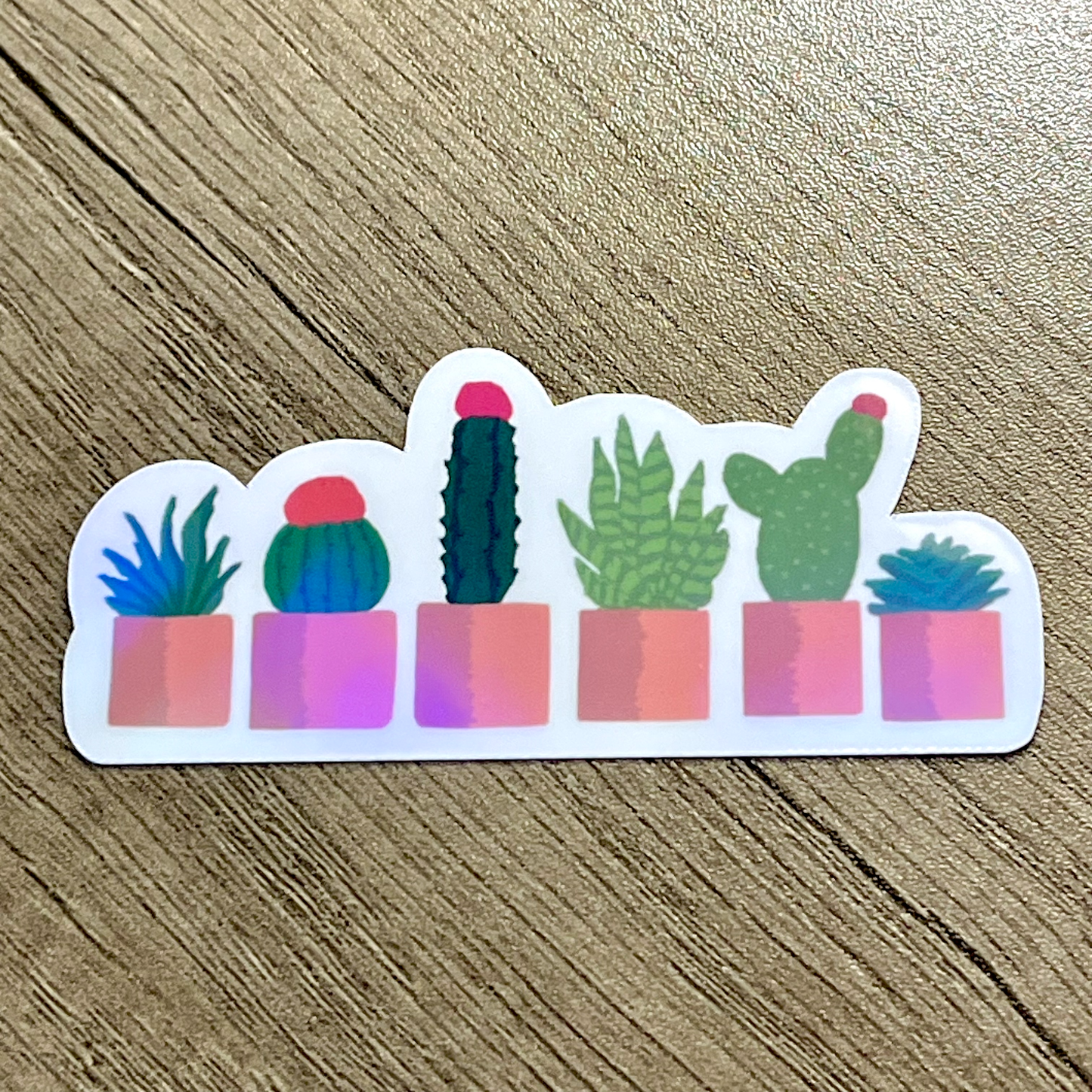 Mini Succulents Holographic Vinyl Sticker