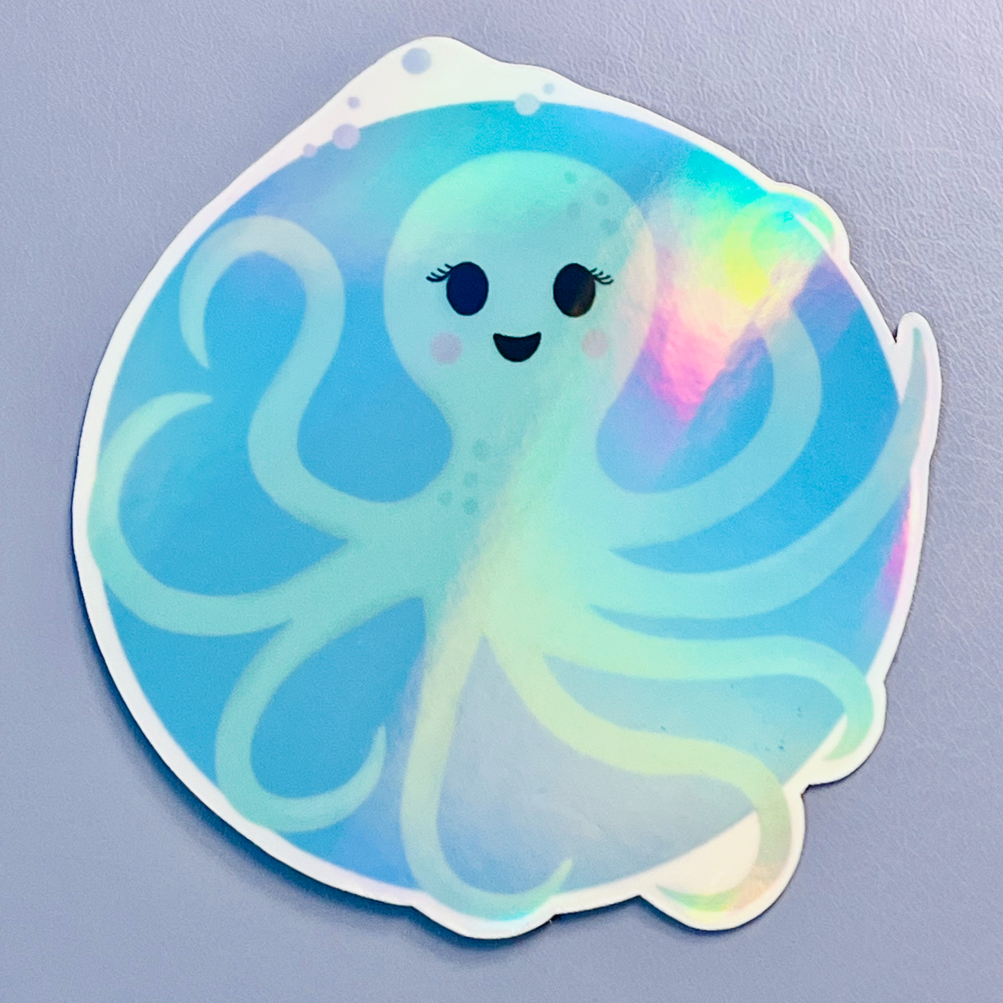 Octopus Rainbow Holographic Vinyl Sticker