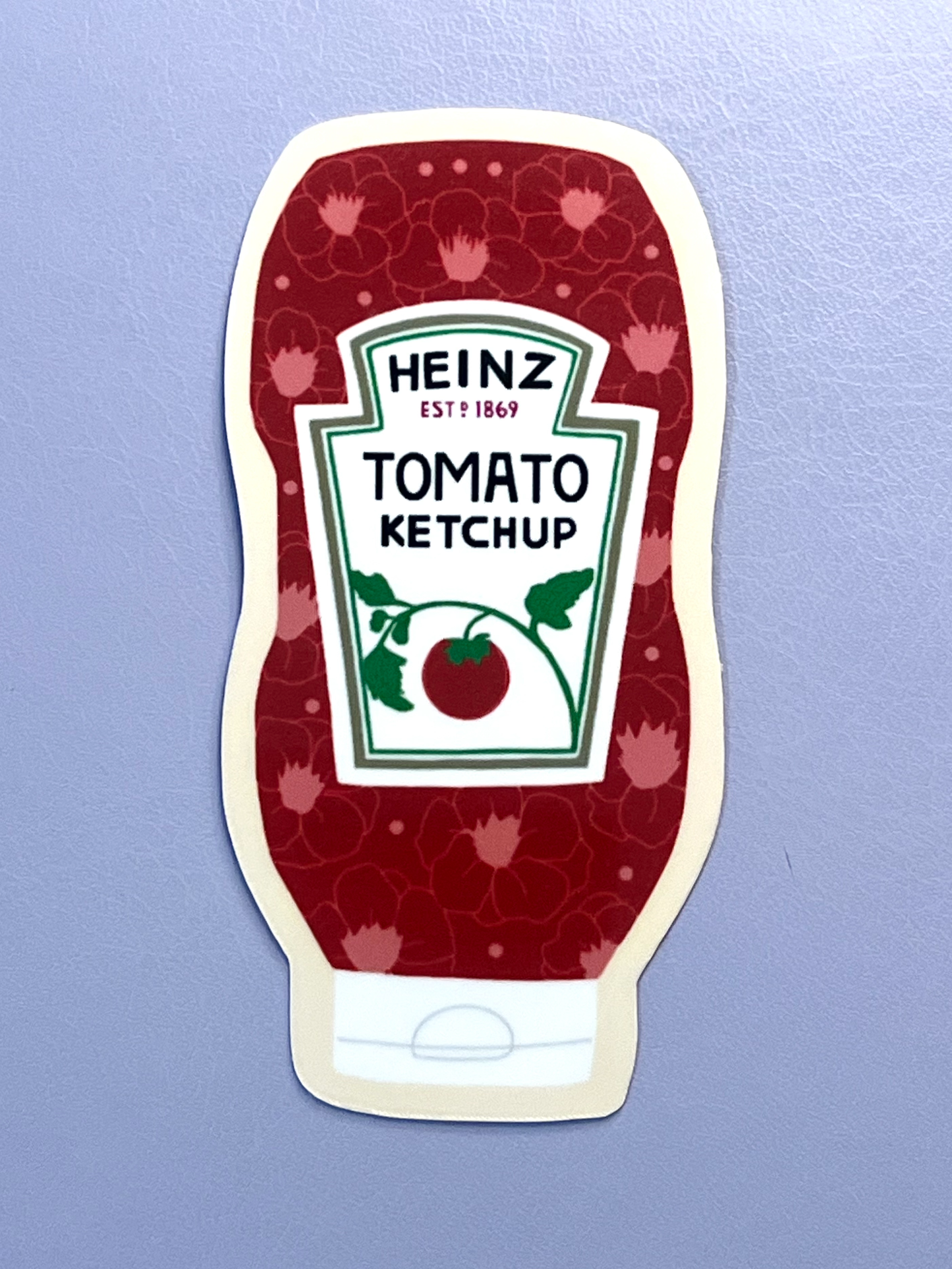 Floral Ketchup Bottle Vinyl Sticker
