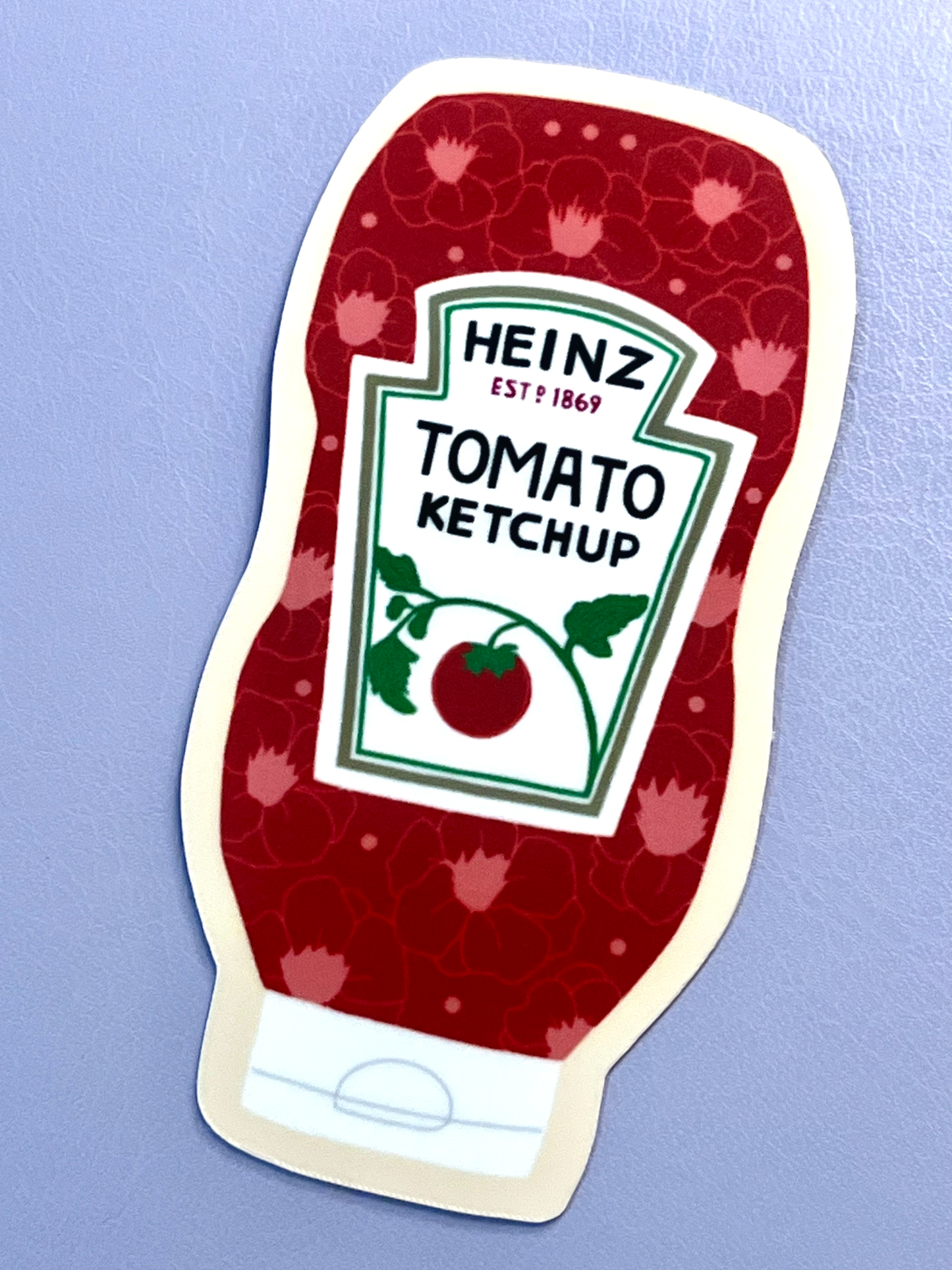 Floral Ketchup Bottle Vinyl Sticker