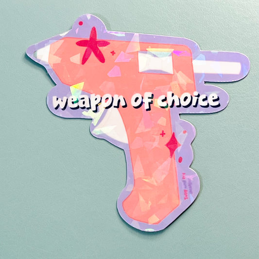 Weapon of Choice Glue Gun Holographic Vinyl Sticker