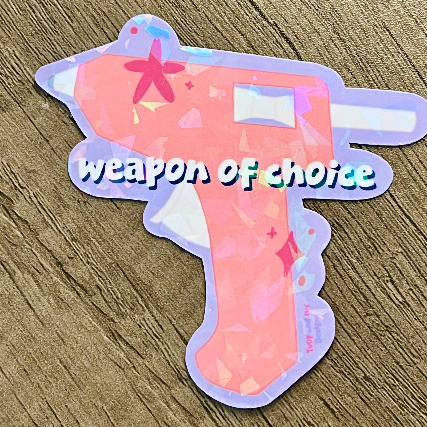 Weapon of Choice Glue Gun Holographic Vinyl Sticker