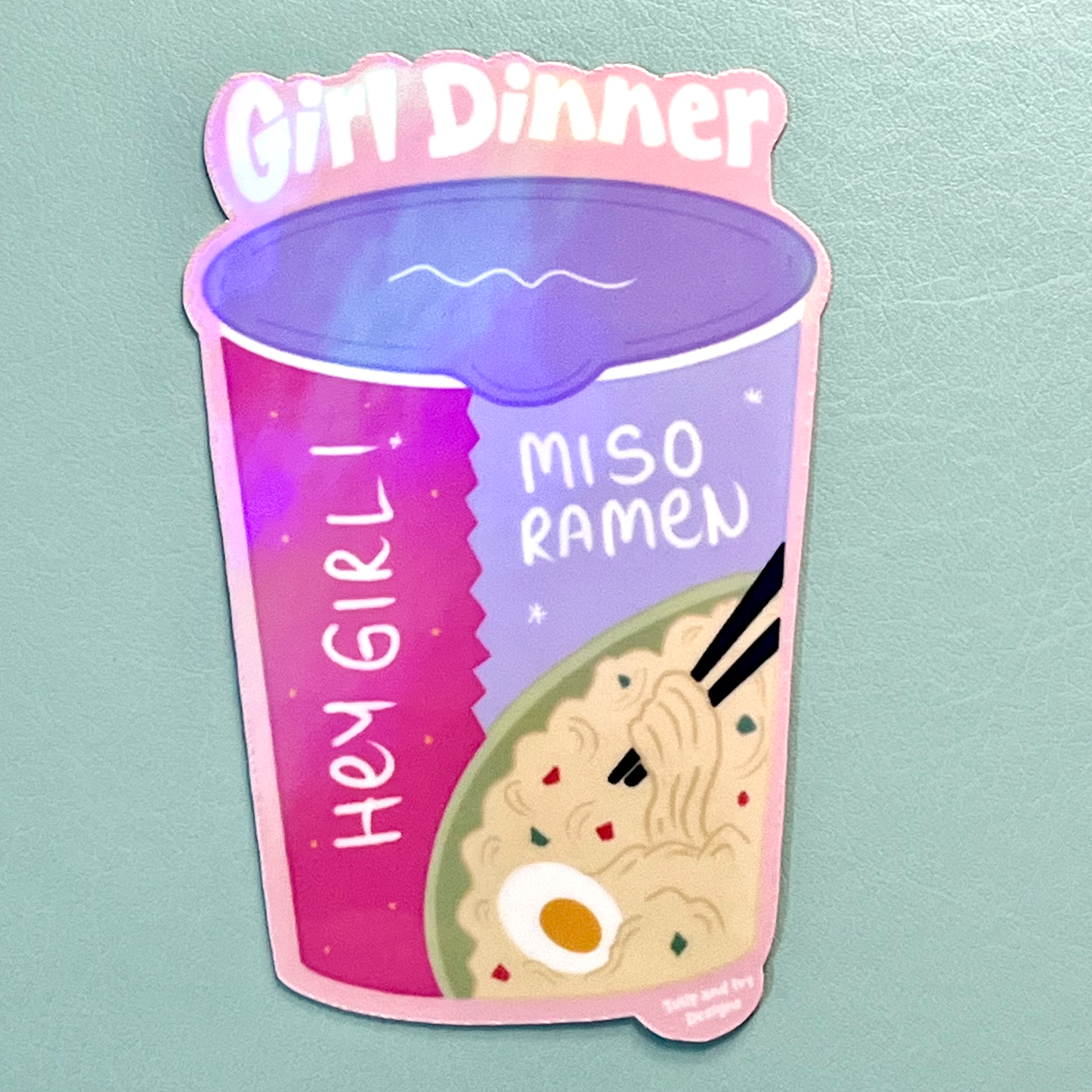 Girl Dinner Ramen Holographic Vinyl Sticker
