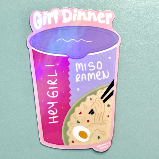 Girl Dinner Ramen Holographic Vinyl Sticker