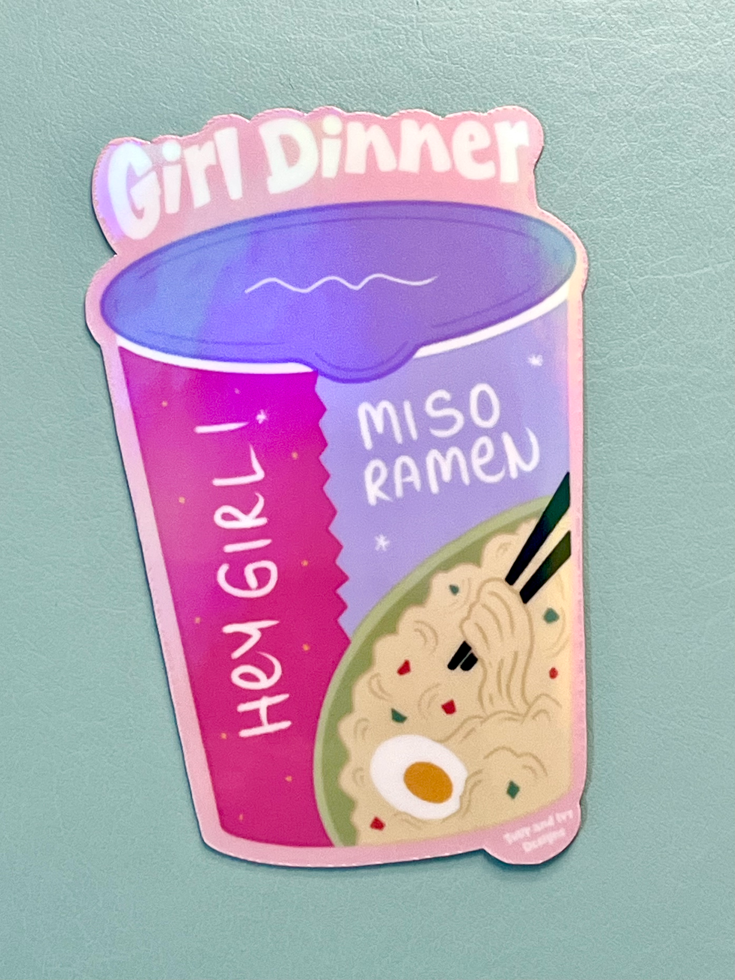 Girl Dinner Ramen Holographic Vinyl Sticker