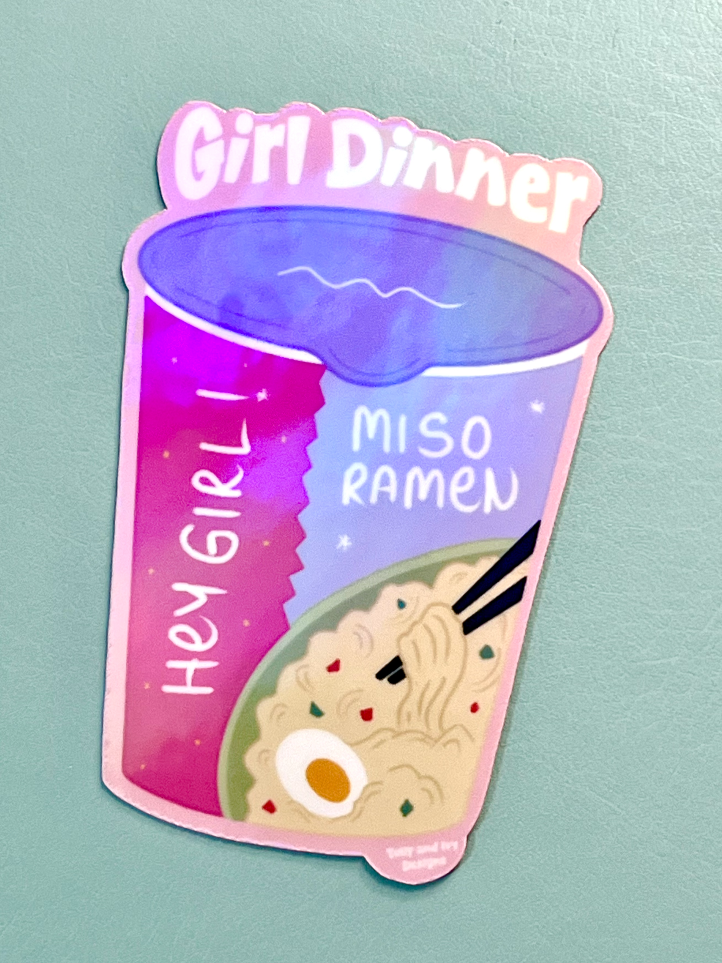 Girl Dinner Ramen Holographic Vinyl Sticker