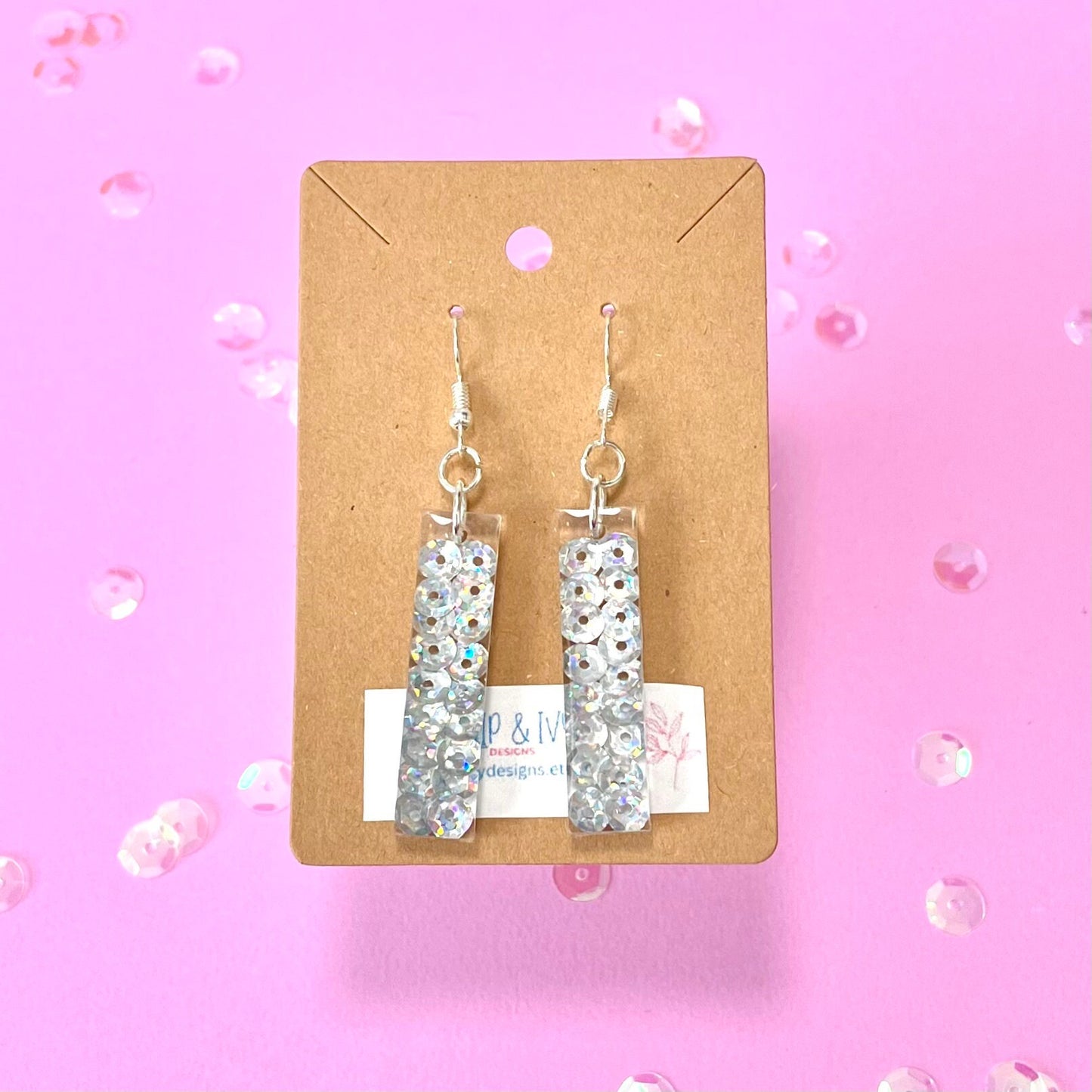 Holographic Sequin Bar Earrings