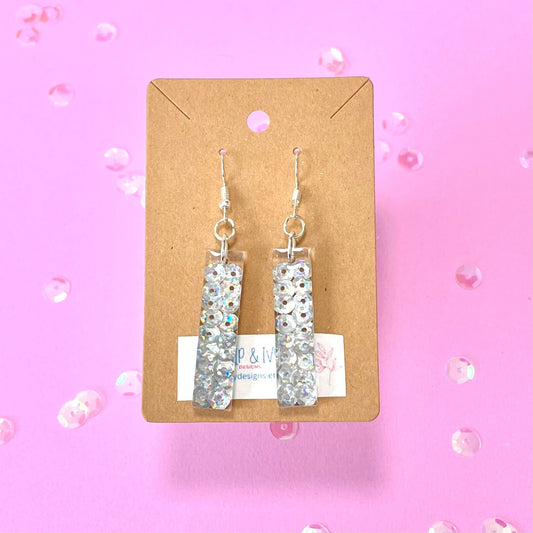 Holographic Sequin Bar Earrings